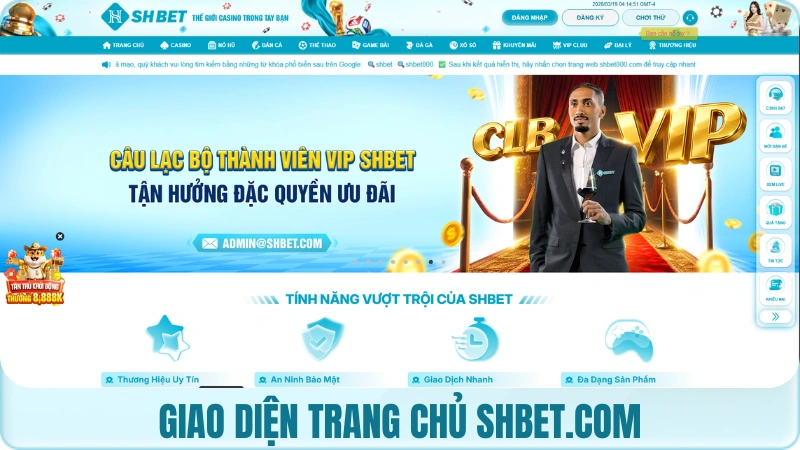 Giao diện trang chủ nhà cái SHBET uy tín hàng đầu Châu Á